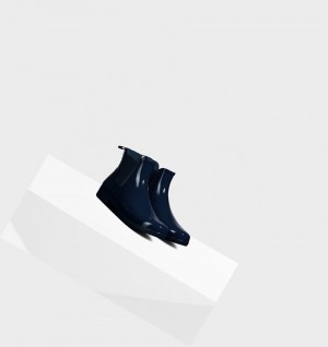 Botas Chelsea Hunter Refined Gloss Slim Fit Feminino Azul Marinho | RETQHF806