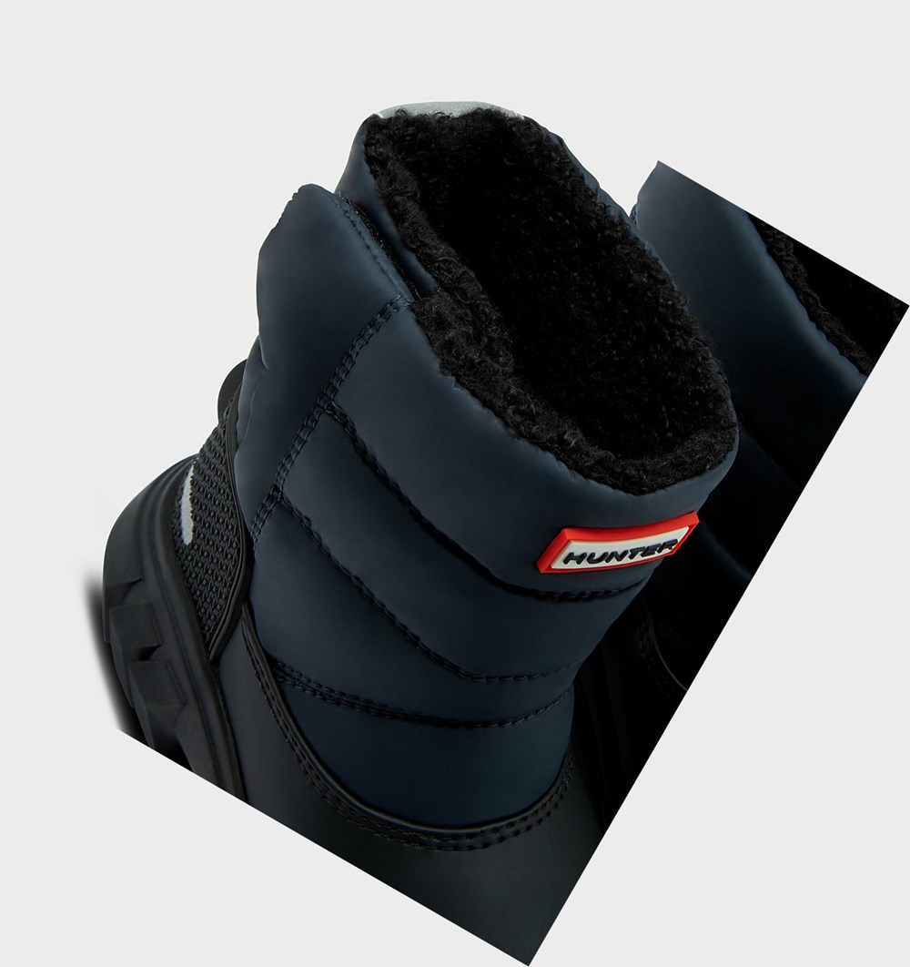 Botas de Neve Hunter Original Little Insulated Criança Azul Marinho Pretas | USBOCF932