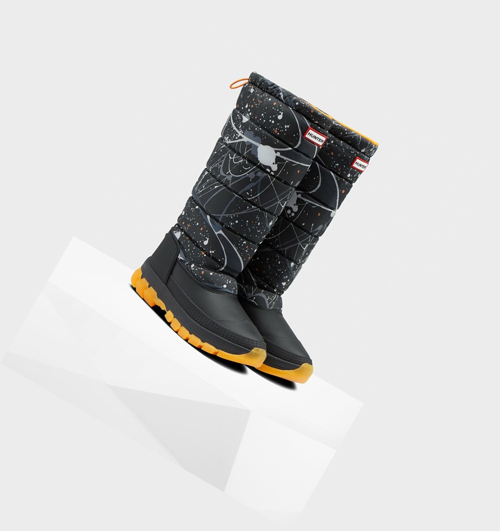 Botas de Neve Hunter Original Printed Insulated Tall Feminino Cinzentas Pretas | FNJVYX679