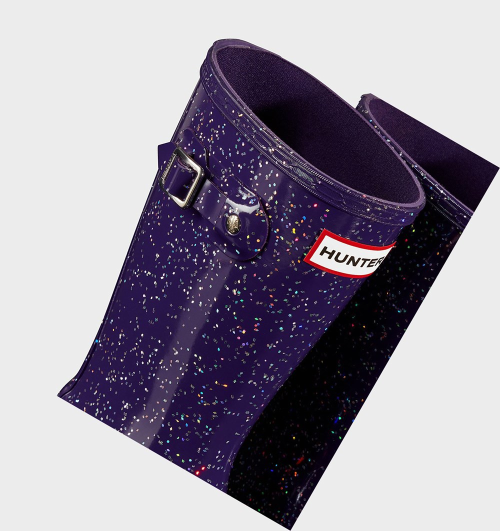 Galochas Hunter Original Big Giant Glitter Criança Azuis Roxo | EGZFQJ041