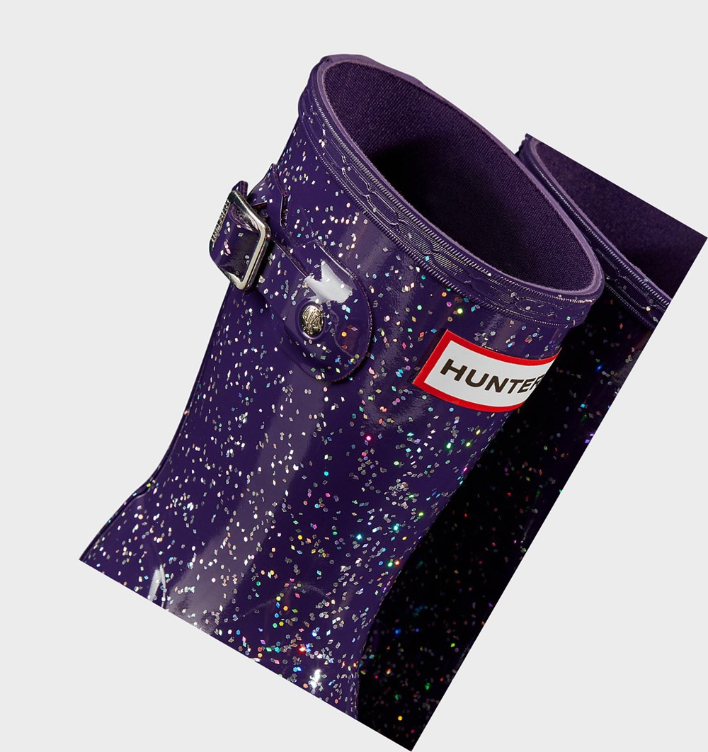 Galochas Hunter Original Little Giant Glitter Criança Azuis Roxo | CYMFAG827